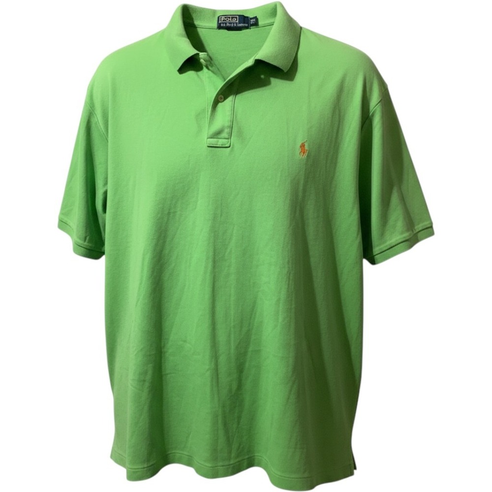 Polo Ralph Lauren Big & Tall Green Polo Shirt Mens 3XB Orange Embroidered Pony
